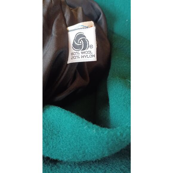 VTG Retro 80s 90s Gallery Made in USA Green Wool Blend Overcoat Women's XL- Flaw - Picture 6 of 10